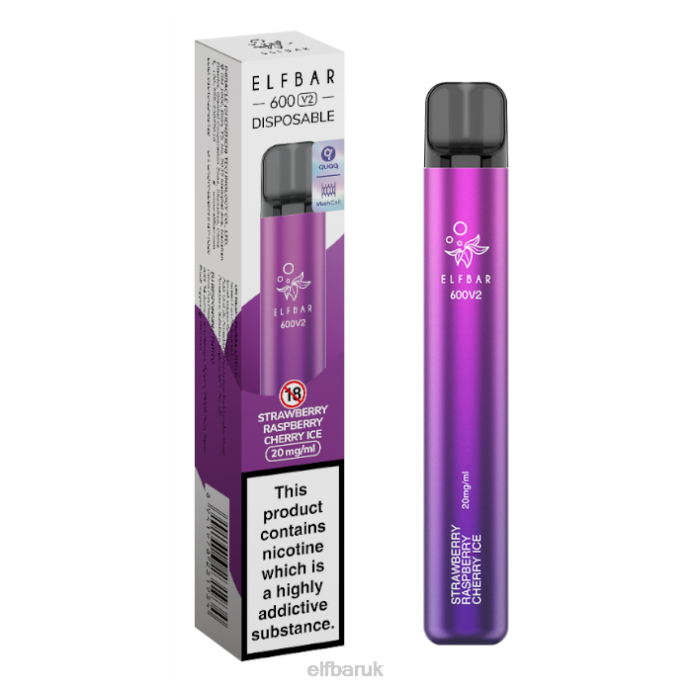 ELFBAR 600V2 Disposable Vape - 20mg DN4218 Strawberry Raspberry Cherry Ice