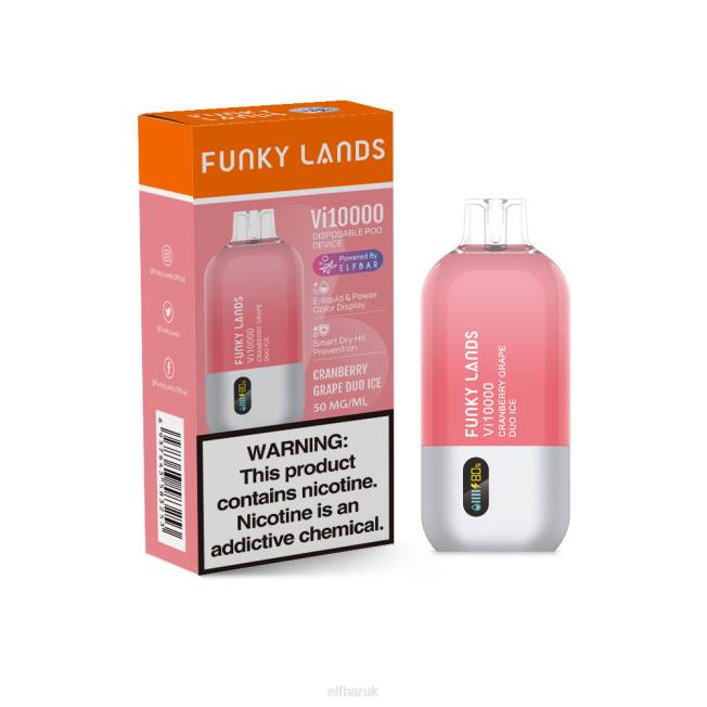 ELFBAR Funky Lands Best Flavor Disposable Vape Vi10000 Grape Series Cranberry Grape Duo Ice BN2D150
