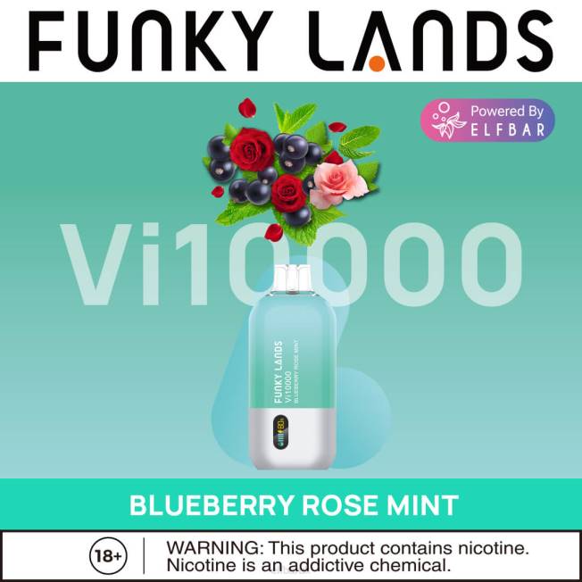 ELFBAR Funky Lands Disposable Vape Vi10000 Puffs Blueberry Rose Mint BN2D163