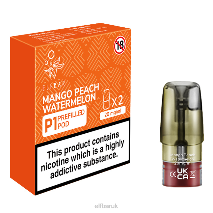 ELFBAR Mate 500 P1 Pre-Filled Pods - 20mg (2 Pack) Mango Peach Watermelon DN42158