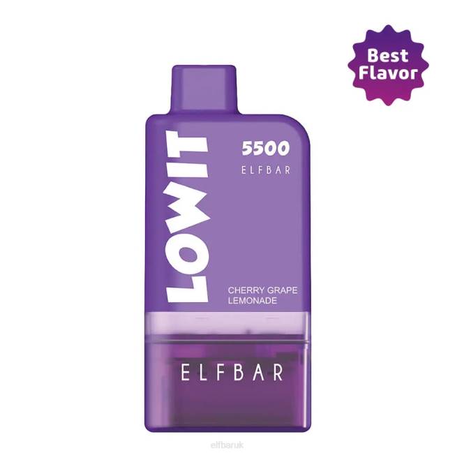 ELFBAR Prefilled Pod Kit LOWIT 5500 2%Nic Cherry Grape Lemonade Cherry Grape Lemonade Pod+Purple Battery BN2D135