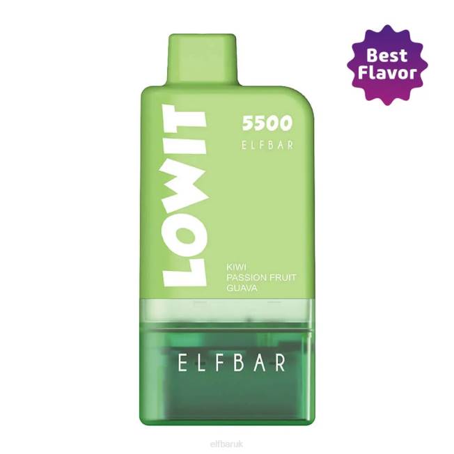 ELFBAR Prefilled Pod Kit LOWIT 5500 2%Nic Kiwi Passion Fruit Guava Kiwi Passion Fruit Guava Pod+Green Battery BN2D136